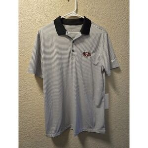 Nike Dryfit 49ers Black And White Stripe Polo Shirt Size Medium